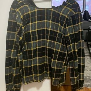 Zara flannel blouse. Size large. Zipper detailing on side and back.